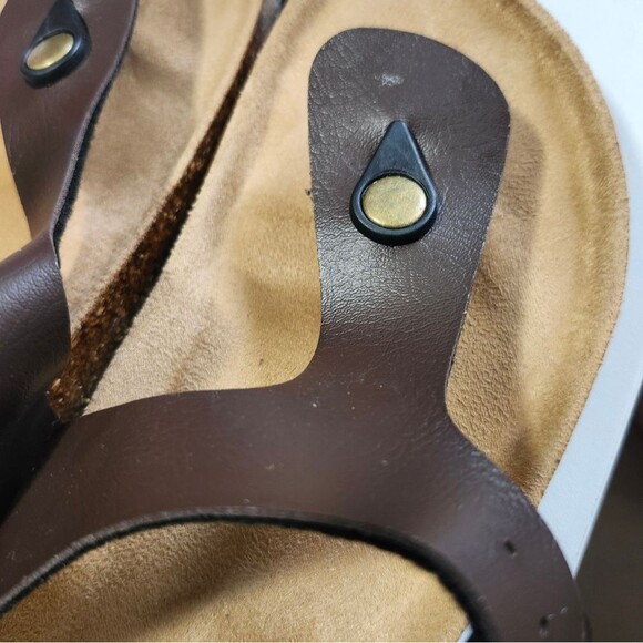 Brown Leather Upper Cork Bed Sandals, Side Snap/Buckle, Size 39 (Wm 8.5) - Picture 5 of 6